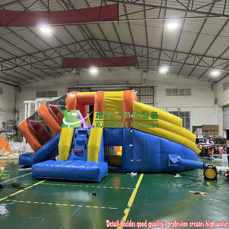 New popular build inflatable mini three water slides pool water park rental water play equipment