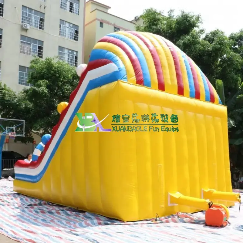Colorful Rainbow Happy Clown Inflatable Dry Slide, Inflatable dry circus clown slide for Adult & Children
