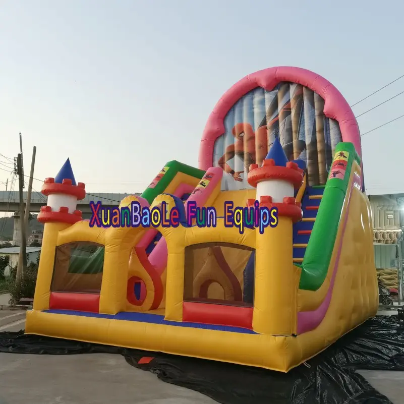 Spider Man Theme Inflatable Slides Commercial Air Bouncer Outdoor Giant Inflatable Dry Slide