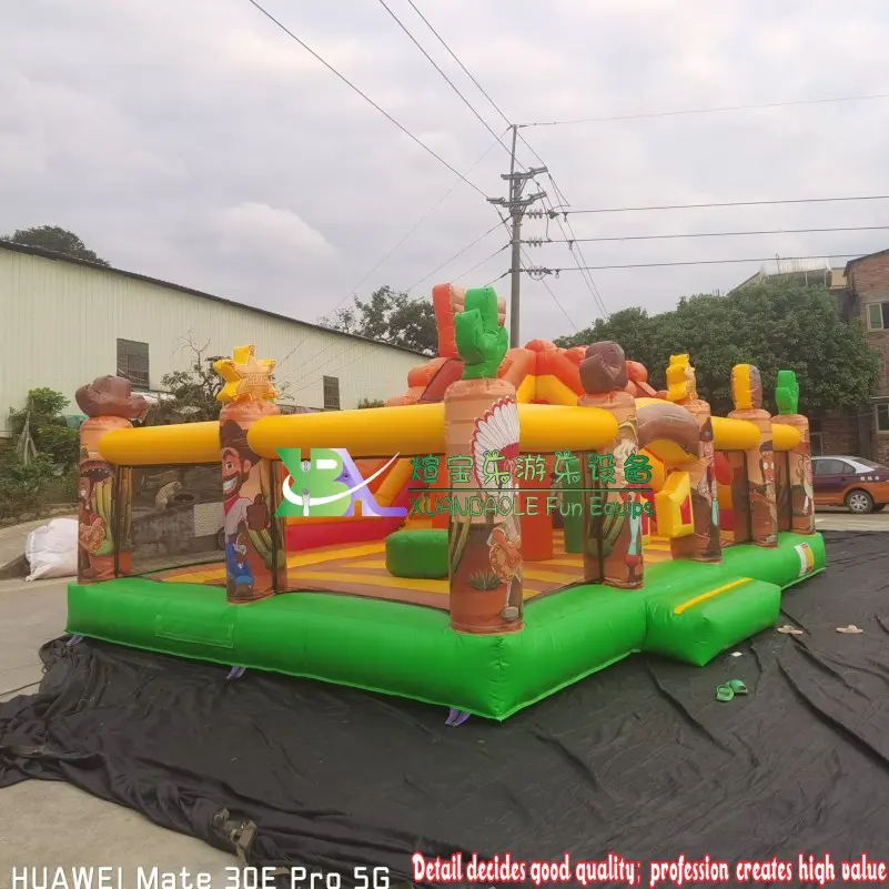 Popular Amusement Park Equipment Inflatable Dry Slide Western Cowboy Inflatable Bouncy Castle Slide Playground