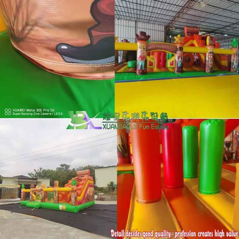 Popular Amusement Park Equipment Inflatable Dry Slide Western Cowboy Inflatable Bouncy Castle Slide Playground