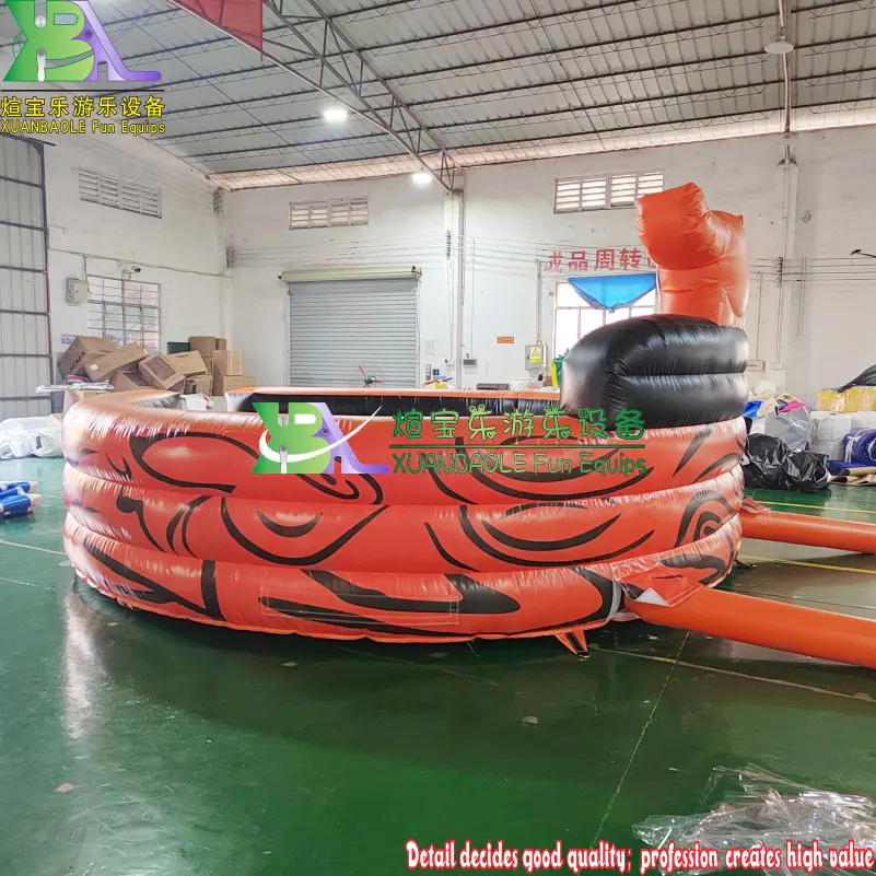 Inflatable Rodeo Bull Riding Fun Mechanical Sport Game With the orange inflatable bullpen