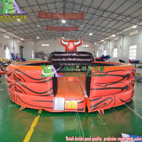 Inflatable Rodeo Bull Riding Fun Mechanical Sport Game With the orange inflatable bullpen
