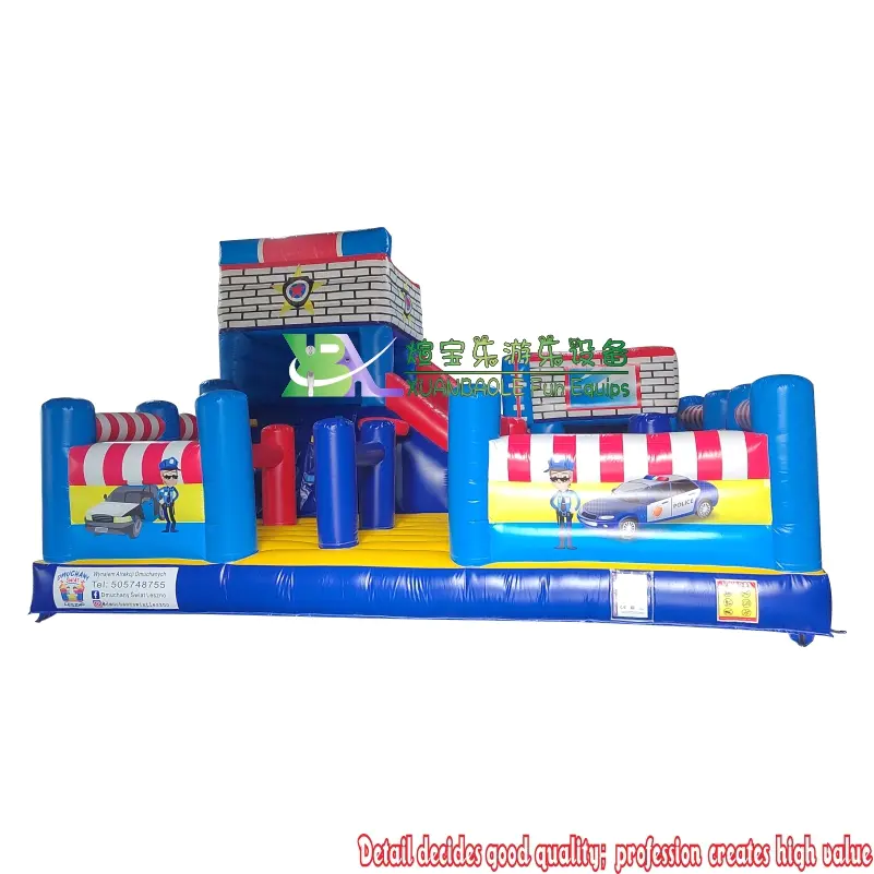 New multi play bounce area inflatable fun city big police station castle combo