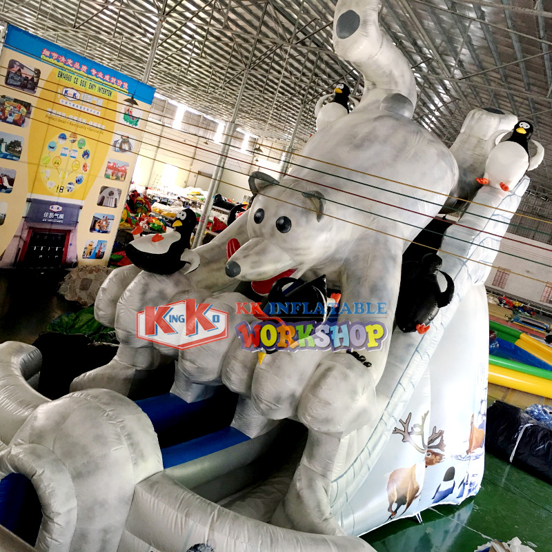 Outdoor large toy polar bear shaped inflatable slide