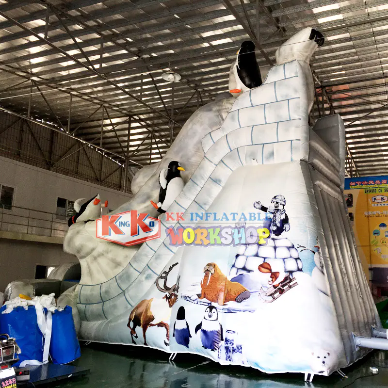 Outdoor large toy polar bear shaped inflatable slide