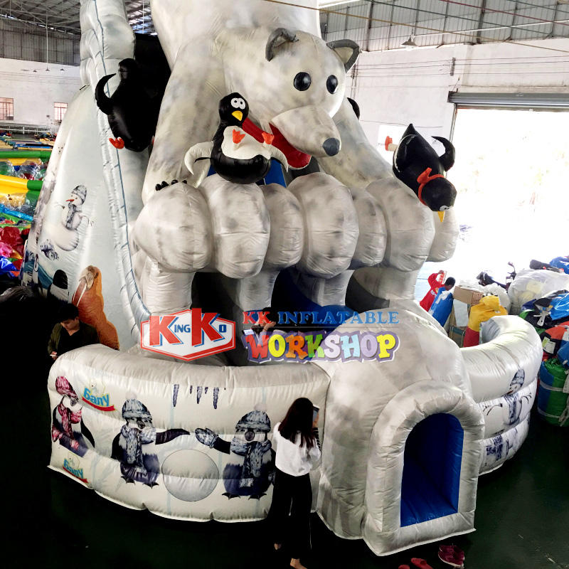 Outdoor toys polar bear shape blow up slide for rental