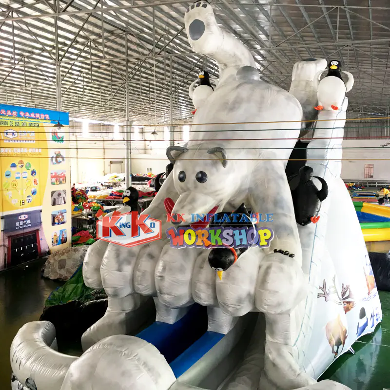 Outdoor large toy polar bear shaped inflatable slide