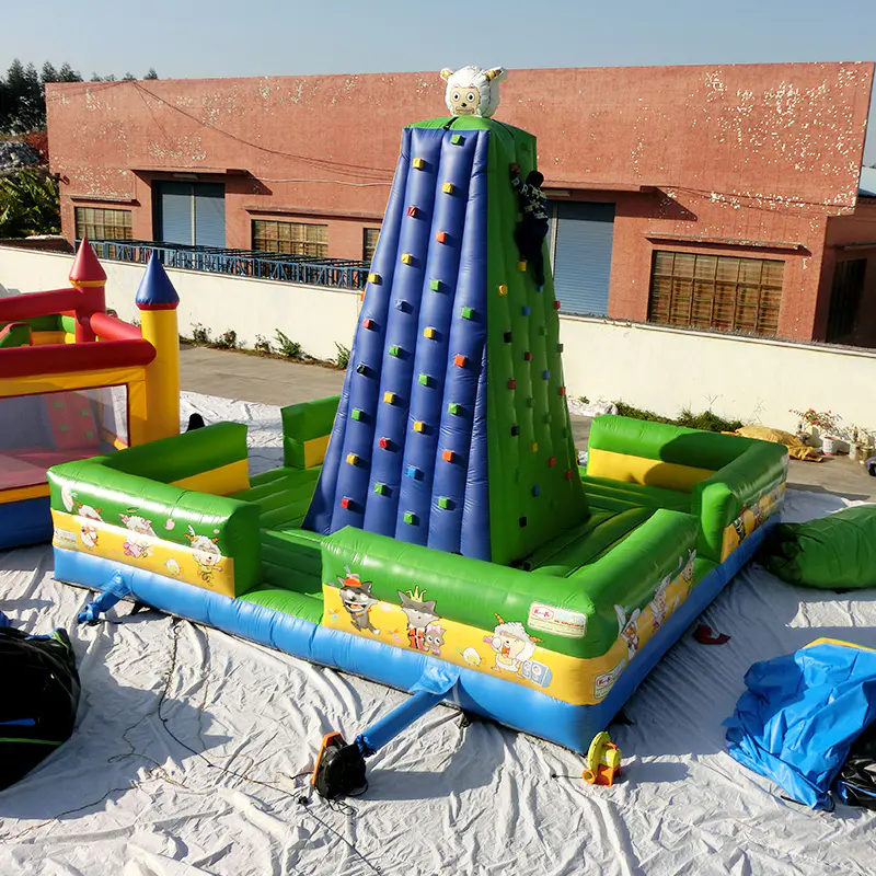 Factory produced outdoor kid park inflatable rock climbing wall