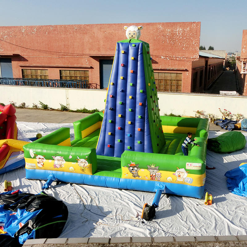 Factory produced outdoor kid park inflatable rock climbing wall