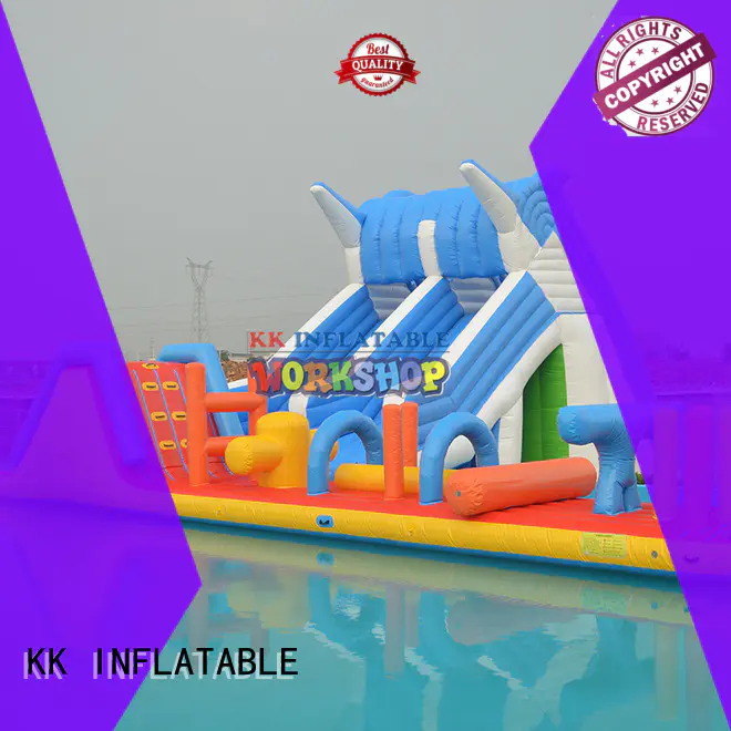 multichannel inflatable water parks blue for paradise KK INFLATABLE