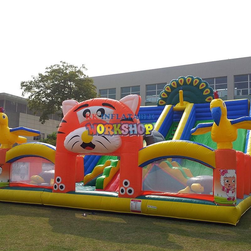 KK INFLATABLE fire truck moon bounce factory direct for playground