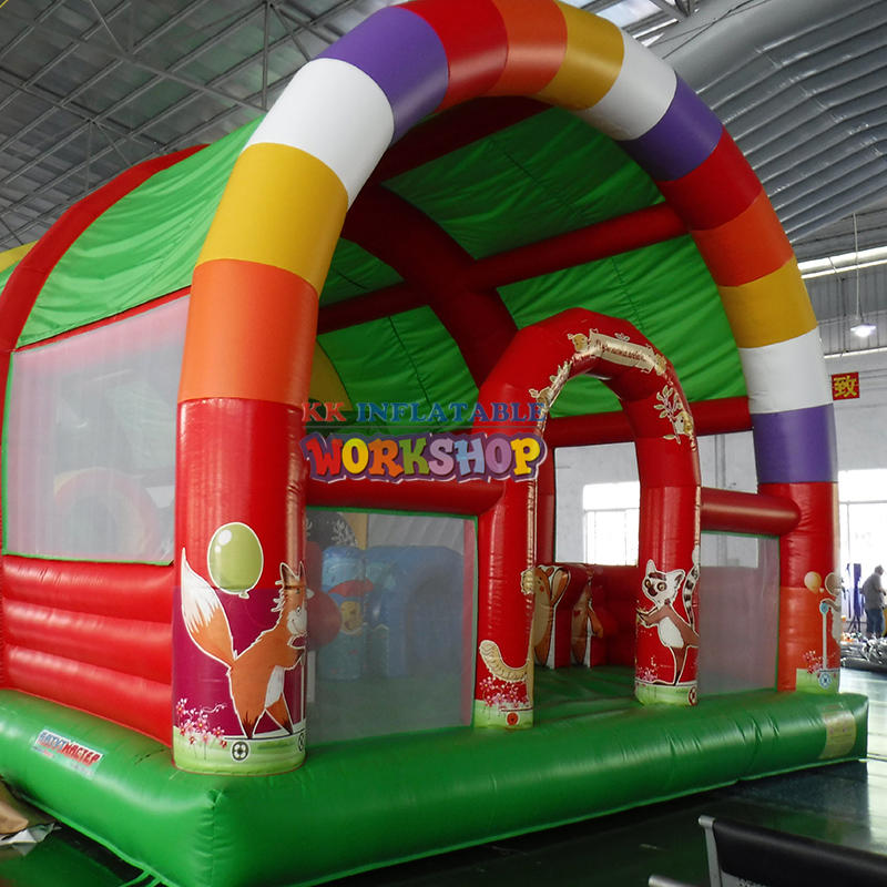 New Design Colorful Inflatable Bouncer Fun City With Shading Roof Bouncy Inflatable Obstacle