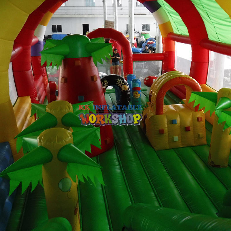 New Design Colorful Inflatable Bouncer Fun City With Shading Roof Bouncy Inflatable Obstacle