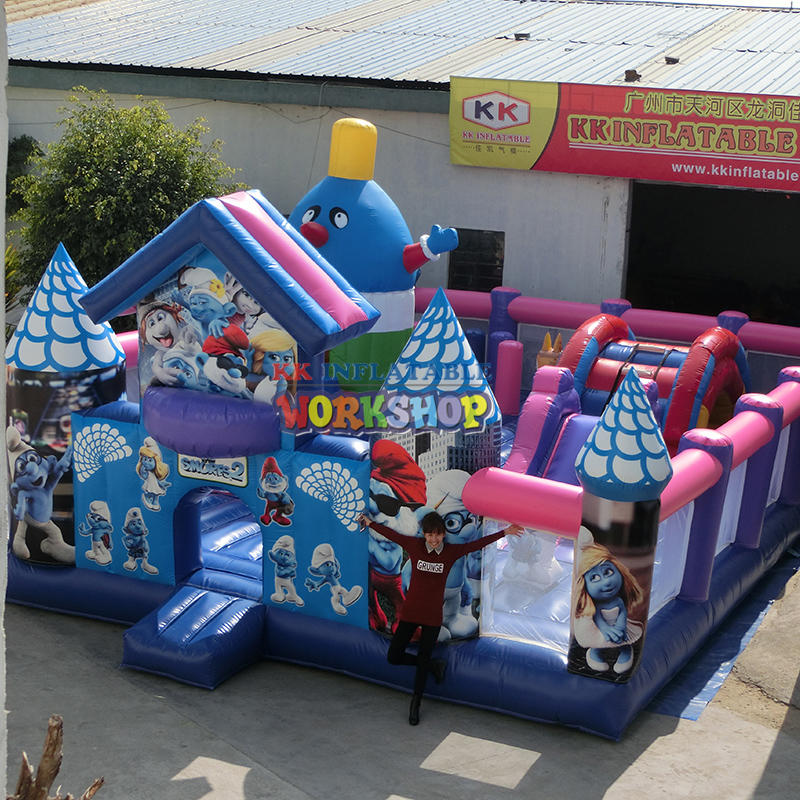 Fun City Inflatable Kids Fun Jumping Bounce Giant Smurfs Inflatable Castle Game