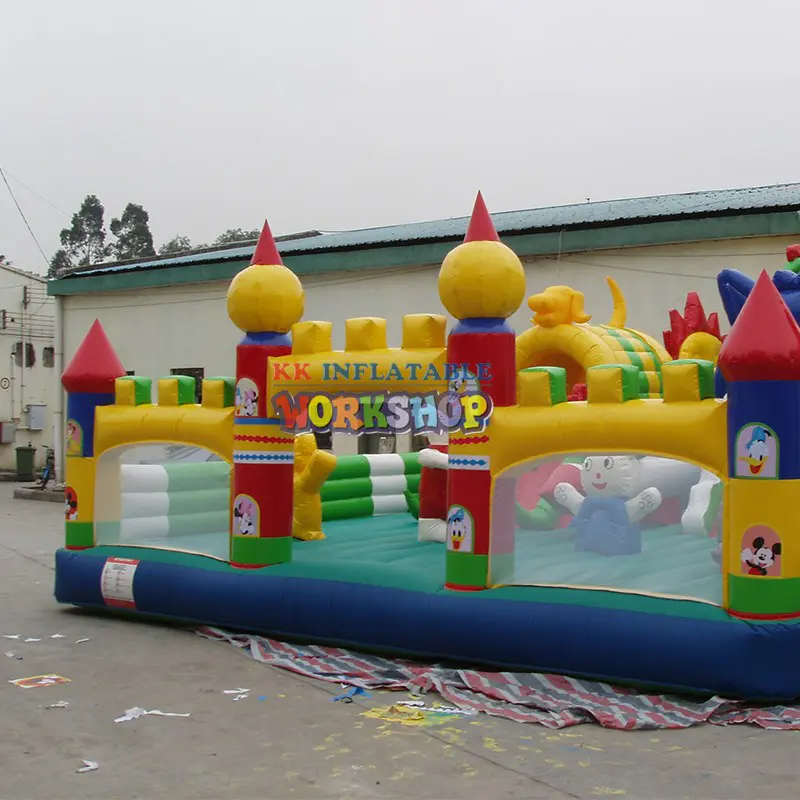 castle blow up obstacle course advertising for adventure KK INFLATABLE