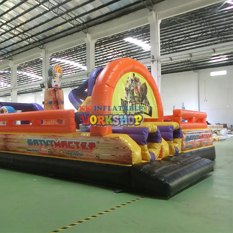 New design Madagascar movie theme customized combo inflatable castle bouncy obstacle course toys for adults and kids
