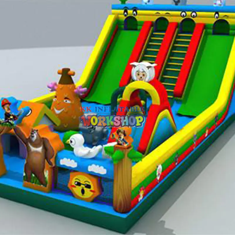 Giant inflatable fun city, jungle inflatable bouncer slide combo, amusement park fun city inflatable combo game