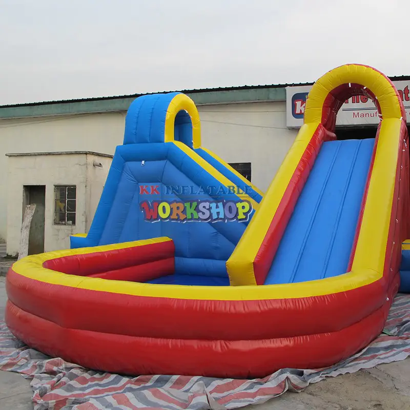 KK INFLATABLE funny commercial inflatable water slides fire truck shape for swimming pool