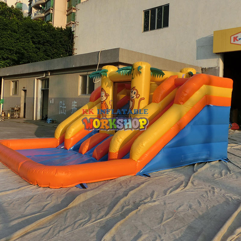 Small inflatable pool slide, Cheap Amusement Inflatable Bouncer with Water Slide With Pool for Children Playground