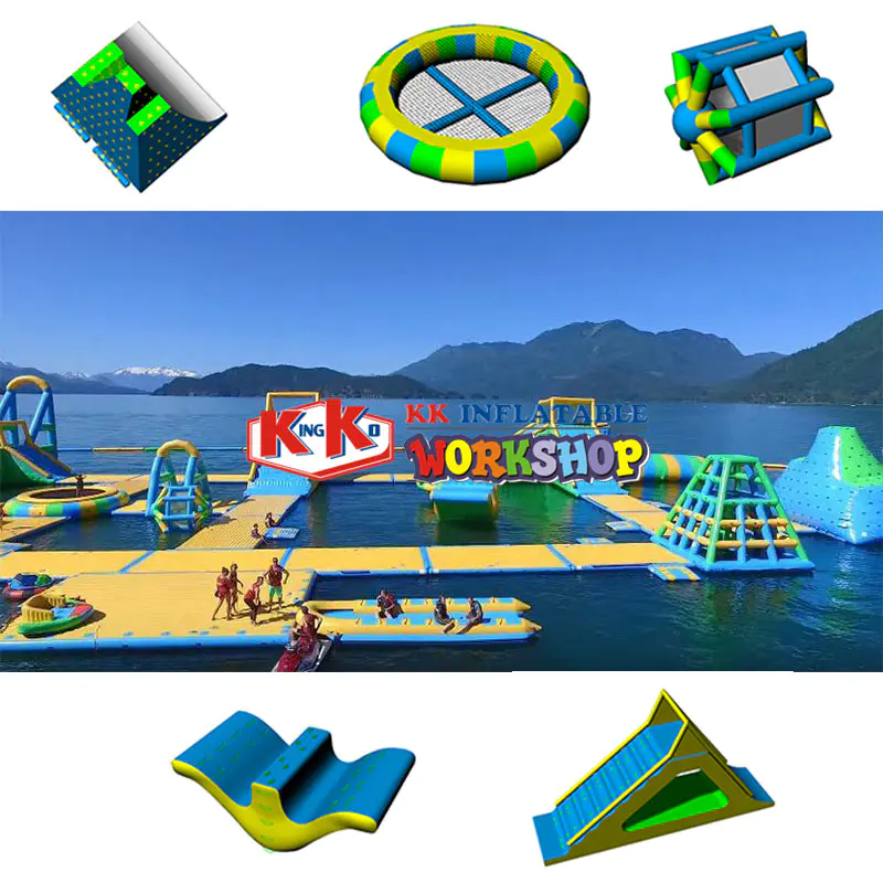 Outdoor Beach Play Equipment KK Deluxe Amusement Commercial Aqua Park Theme Adult Kids Floating Inflatable Water Park