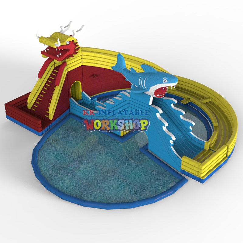 Inflatable Dragon Shark Water Park-6