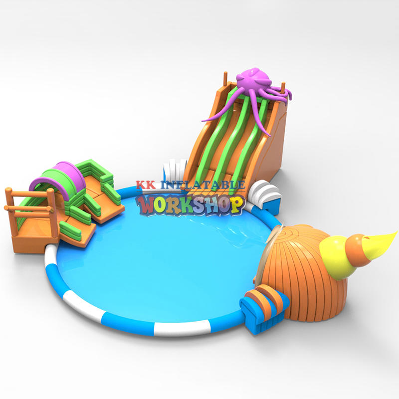 inflatable ocean theme water park, Large Inflatable water parks with inflatable slide