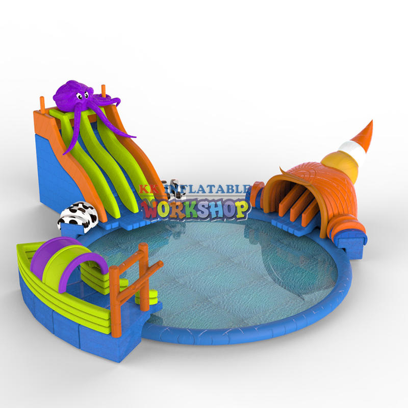 inflatable ocean theme water park, Large Inflatable water parks with inflatable slide