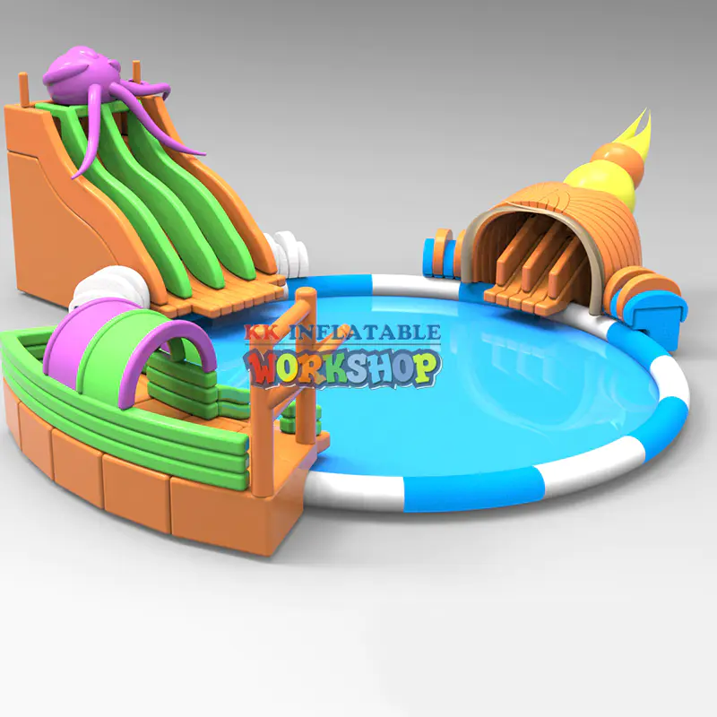 PVC Tarpaulin Strong and Durable Inflatable Octopus Water Park, Ocean Inflatable Water Playground