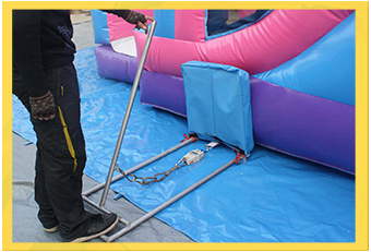 Pink inflatable multi-channel slide-12