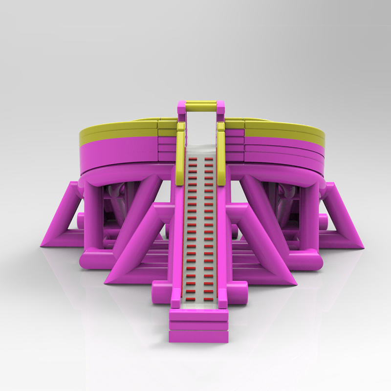 Pink inflatable multi-channel slide