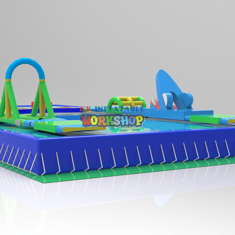 Custom Colorful Mini inflatable floating water obstacle course water park aqua park