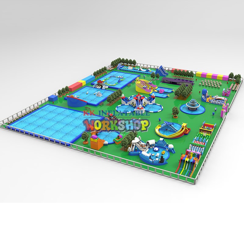 KK INFLATABLE multichannel slide inflatable floating water park factory direct for water park