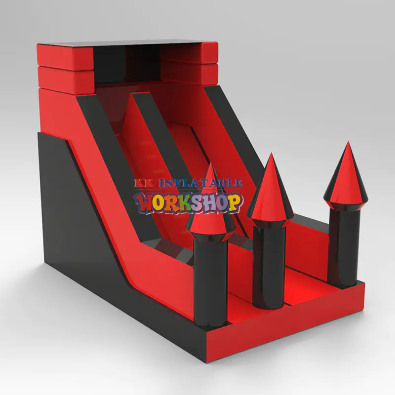 Factory European Market Quality Standard inflatable bouncing castle with slide, Red inflatable dry slide Inflatable castle slide