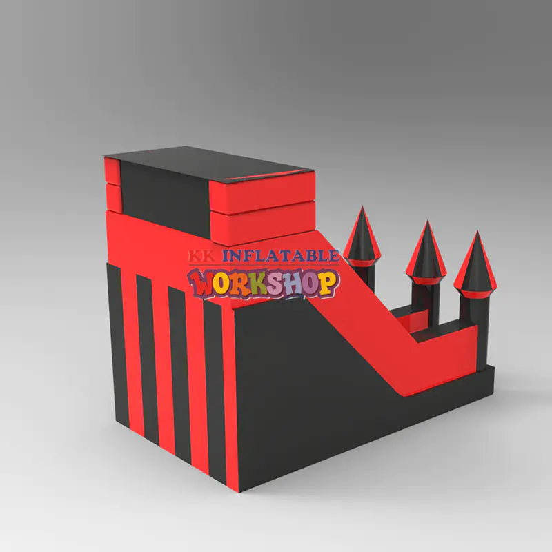 Factory European Market Quality Standard inflatable bouncing castle with slide, Red inflatable dry slide Inflatable castle slide