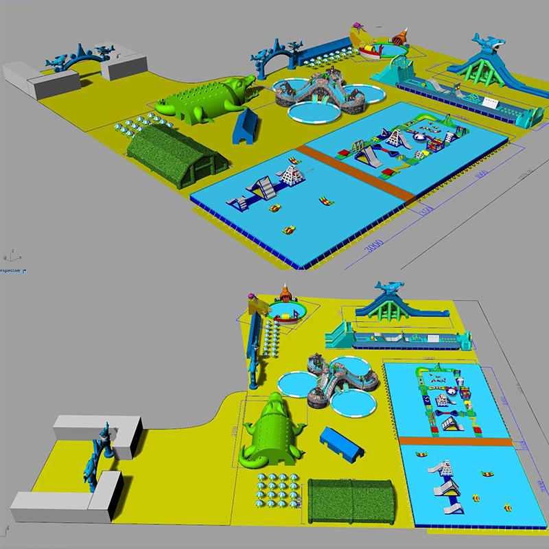 Customized land inflatable water park