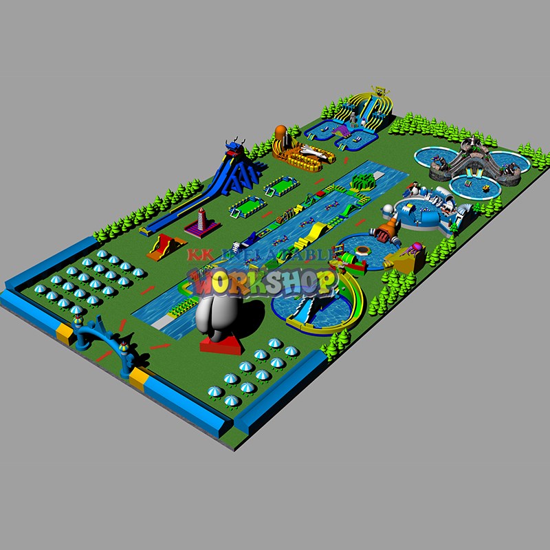 KK INFLATABLE multichannel slide water inflatables factory direct for paradise