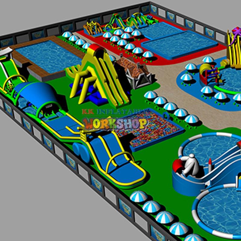 KK INFLATABLE cartoon inflatable water parks good quality for paradise