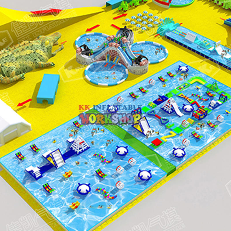 Customized Inflatable Land Water park with Water Slide mobile Water park