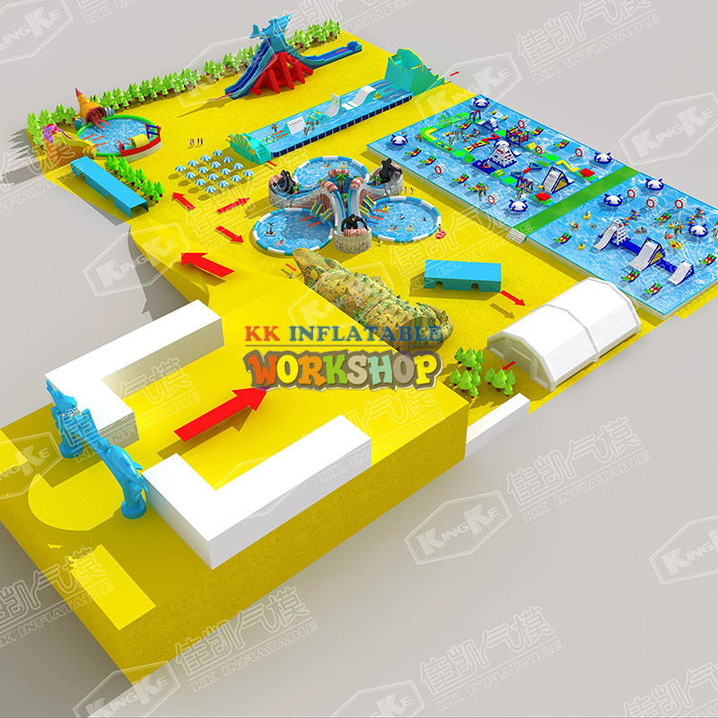 Customized Inflatable Land Water park with Water Slide mobile Water park