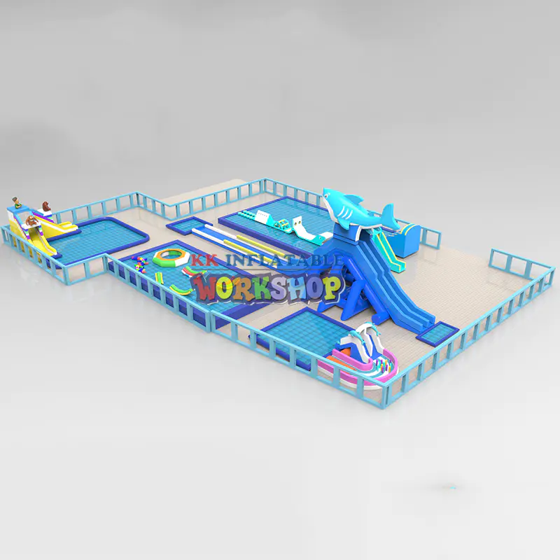 Customized Inflatable Land Water park with Animal Theme Water Slide mobile Water park