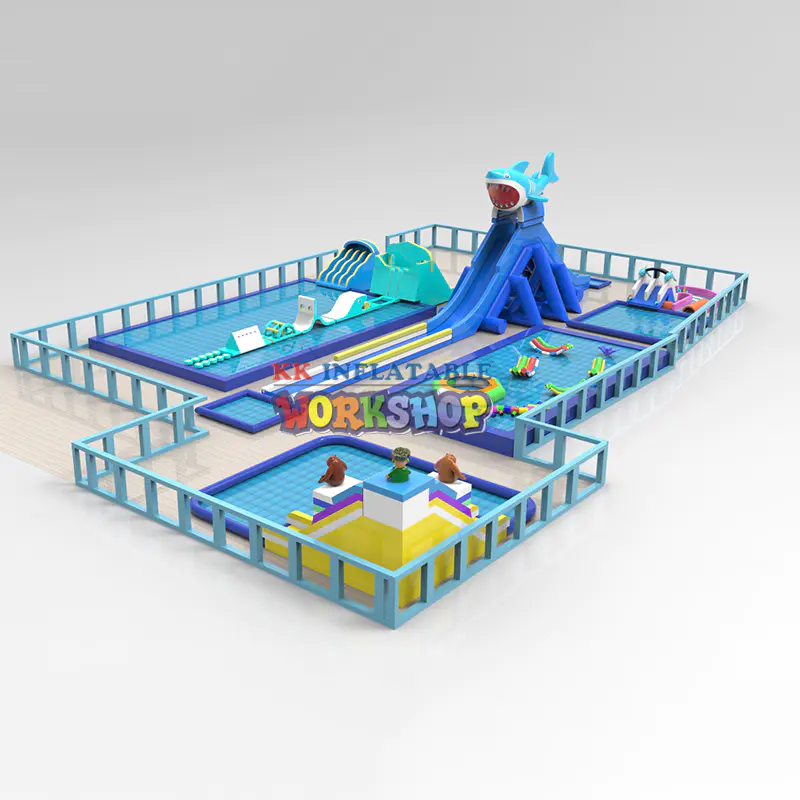 Customized Inflatable Land Water park with Animal Theme Water Slide mobile Water park