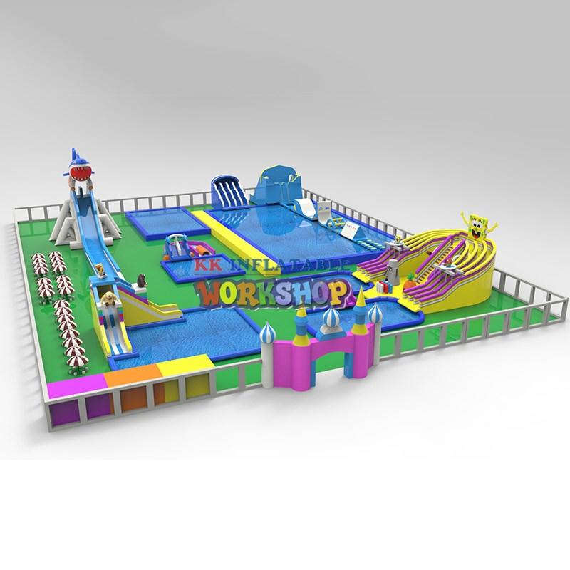 Inflatable water park combination