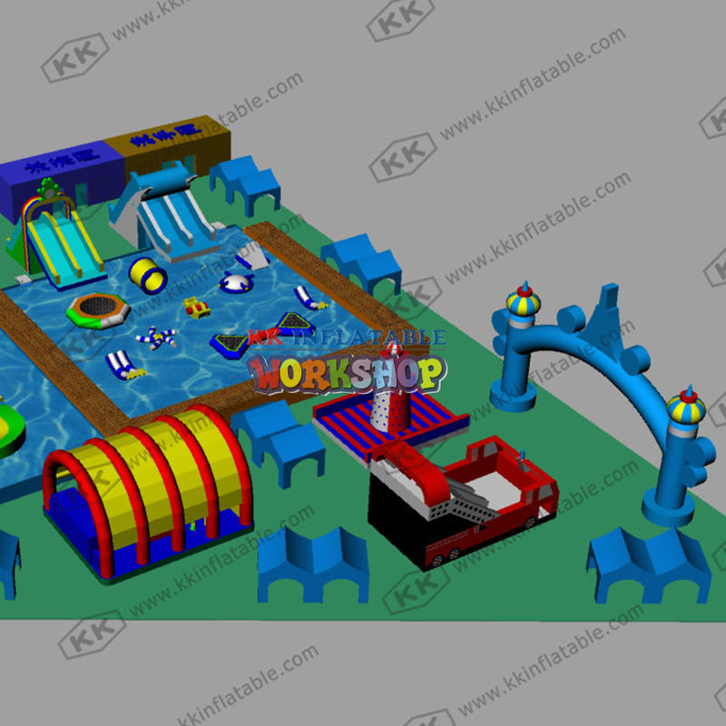 Customized Giant inflatable Mobile Water Park combination