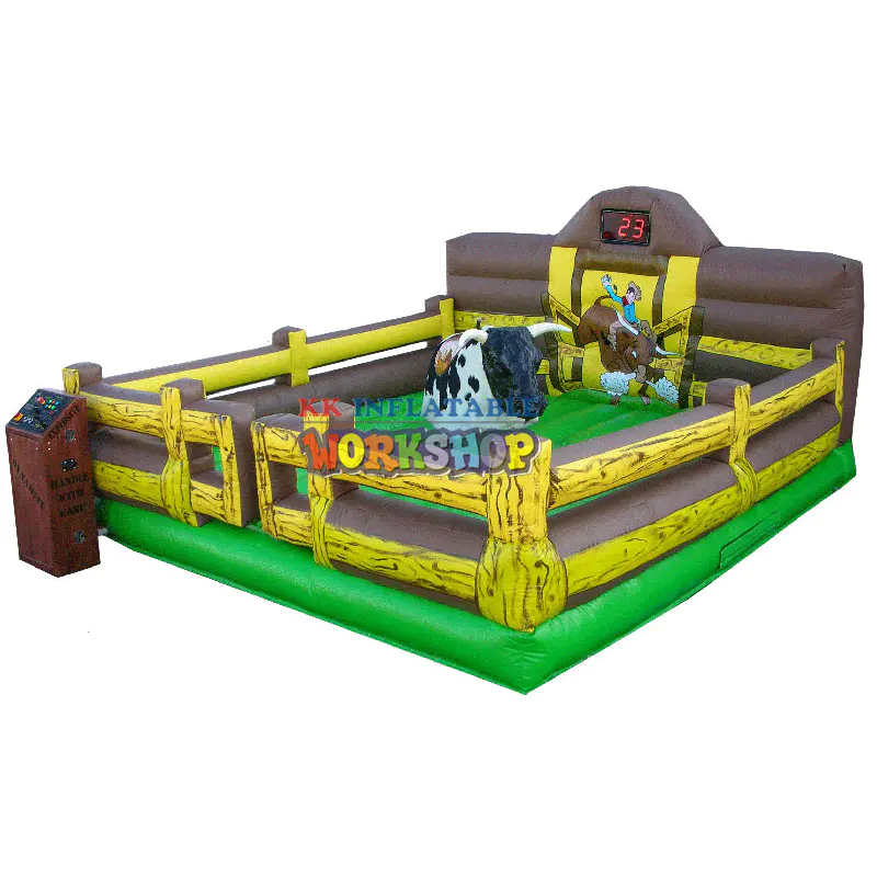 Amusement Attraction Park Equipment Mechanical Crazy Rodeo Bull With Counter, Inflatable Interactive Game