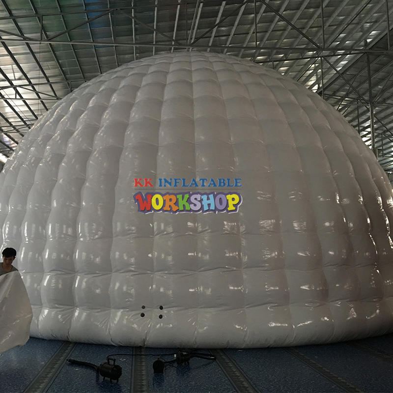White inflatable domed tent