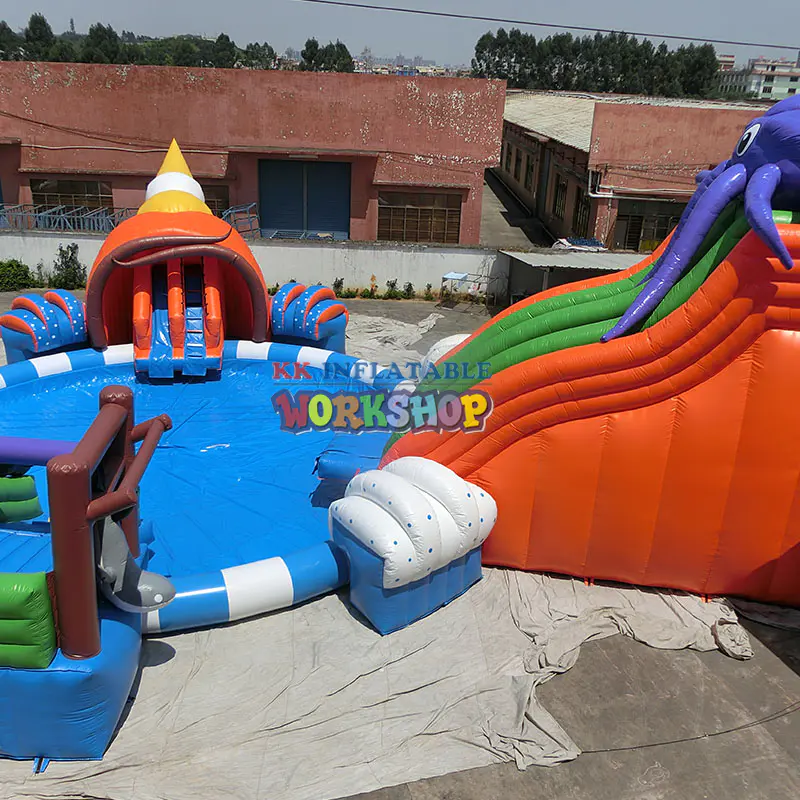 Inflatable Water Park Marine Animal Theme Inflatable Slides Park with huge pool