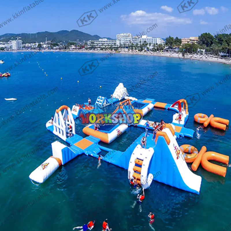 Island Inflatable Water Park Floating Park Combination Costumed Inflatable Water Slide with Obstacles