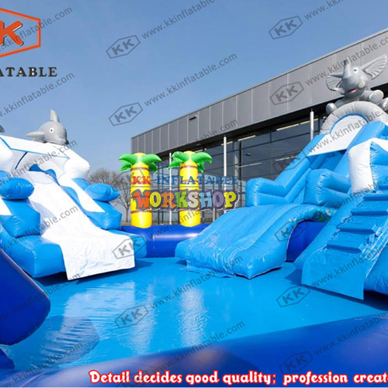 Giant Combination Water Slide Park Animal Them Inflatable Water Park with Pool