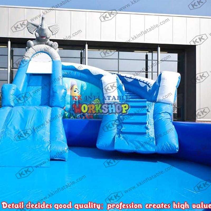 cartoon kids inflatable water park slide pool combination for children KK INFLATABLE